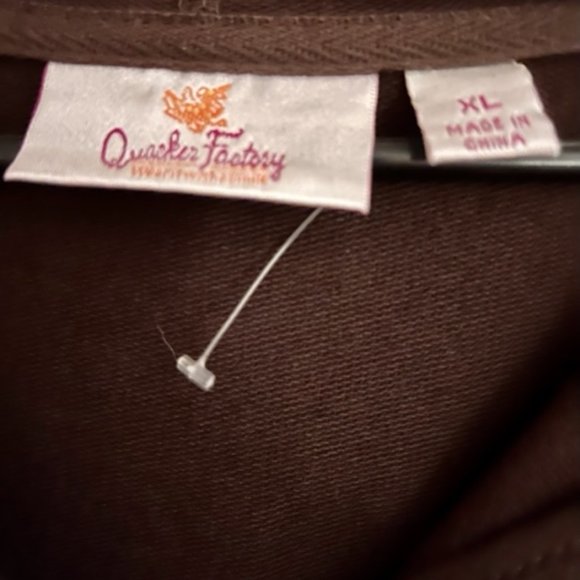 QUACKER FACTORY BROWN HOODIE SEQUINS WMNSZ XL  BNWOT Tag Holder No Tag - Picture 3 of 3